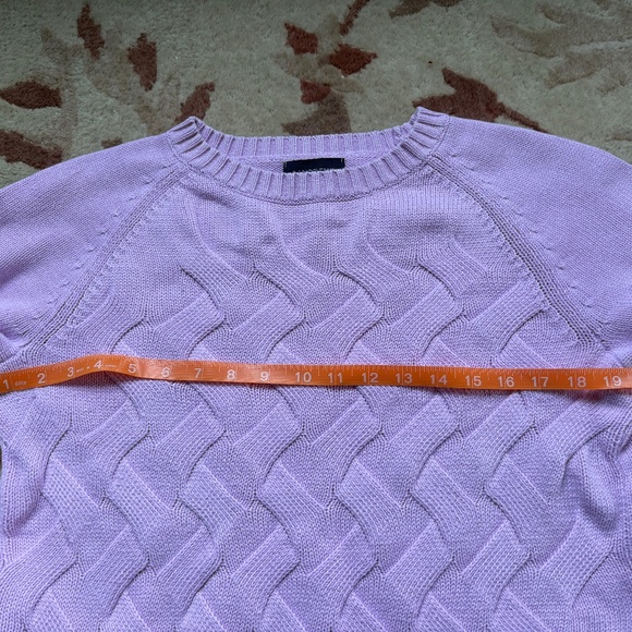 Lands End Lavender Cable Knit Pullover 14-16 Girls Large or Womens' Medium - Picture 3 of 4